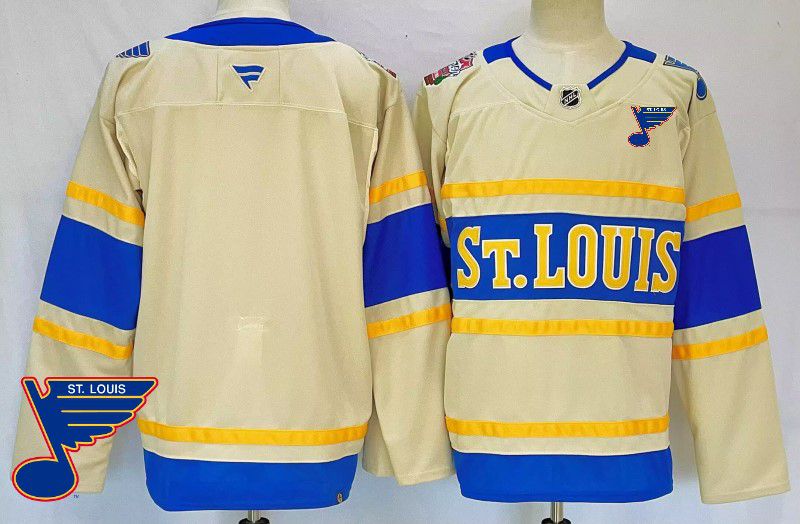 Men St.Louis Blues Blank Cream Fanatics 2025 NHL Jersey style 3->st.louis blues->NHL Jersey